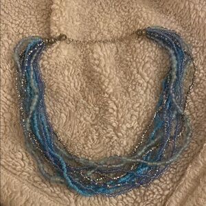 Elegant Blue Multi-Strand beaded Necklace